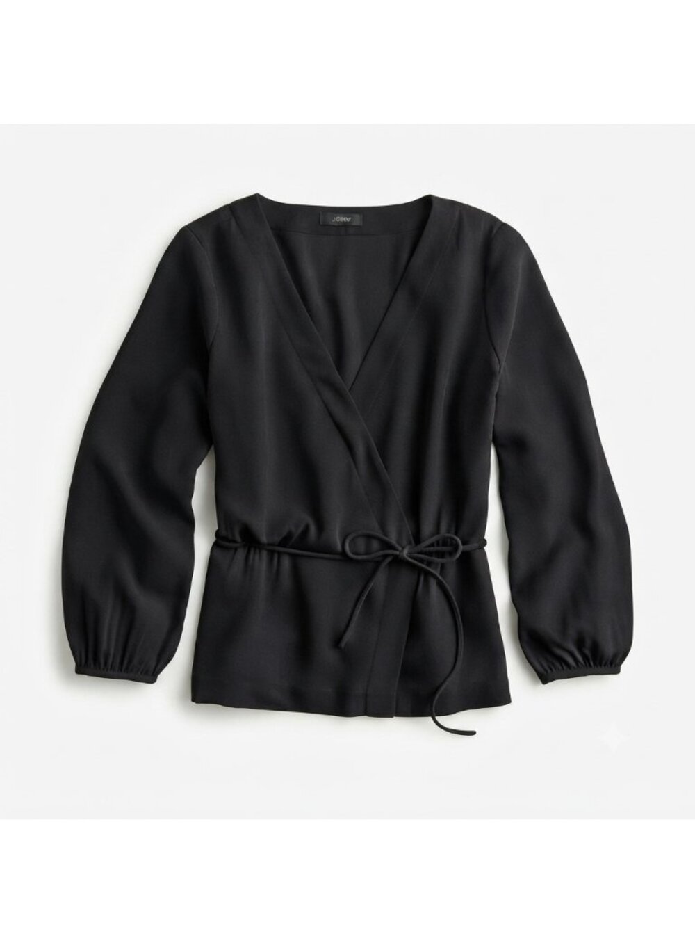 J Crew Drapey Crepe Faux Wrap Top Black Size 4